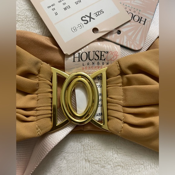 NWT House of CB London Bikini Swimsuit Bandeau Top Miyato Pale Gold XS - Picture 10 of 10